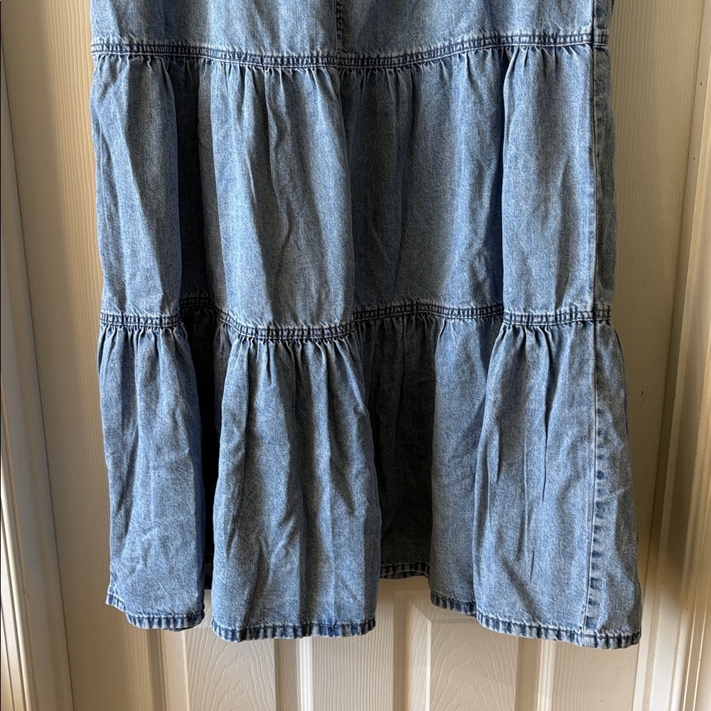 Tiered Blue Denim Maxi Skirt - Picture 5 of 6